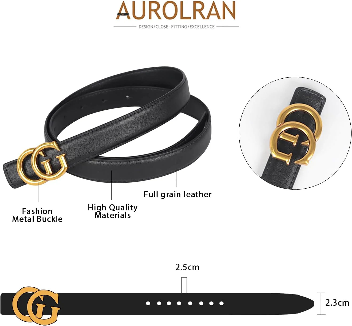 کمربند چرمی زنانه با سگک - ایده آل برای پیراهن، شلوار جین و کت