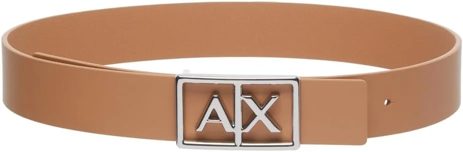 کمربند زنانه آرمانی اکسچنج، ظاهری ساده، تک رنگ، سگک با لوگو