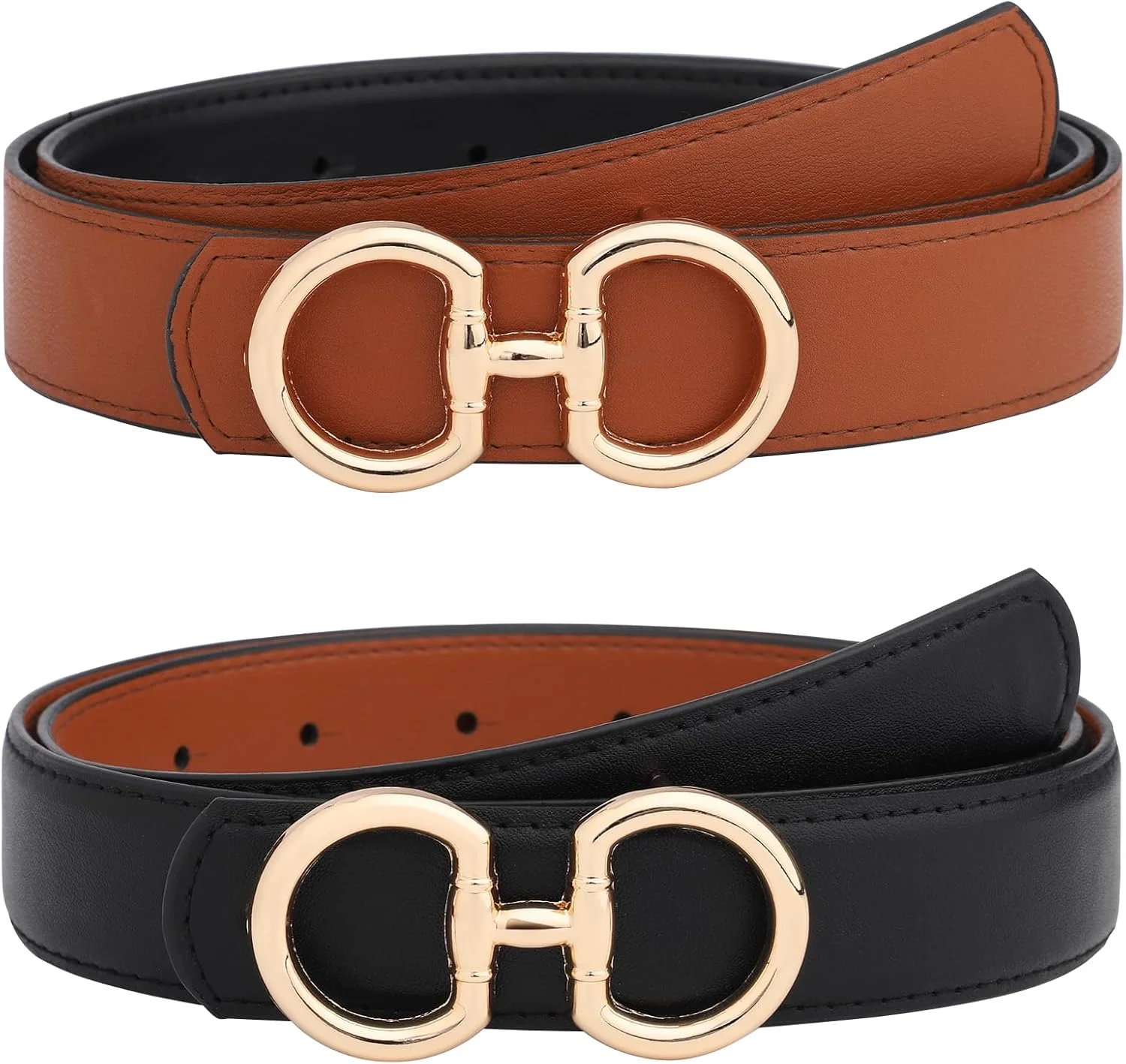 کمربند دو طرفه زنانه AWAYTR - کمربند چرمی مد روز زنانه دو در یک برای شلوار جین با سگک طلایی کمربند دو طرفه زنانه AWAYTR - کمربند چرمی مد روز زنانه دو در یک برای شلوار جین با سگک طلایی