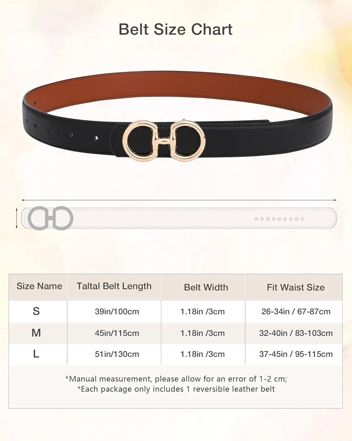 کمربند دو طرفه زنانه AWAYTR - کمربند چرمی مد روز زنانه دو در یک برای شلوار جین با سگک طلایی