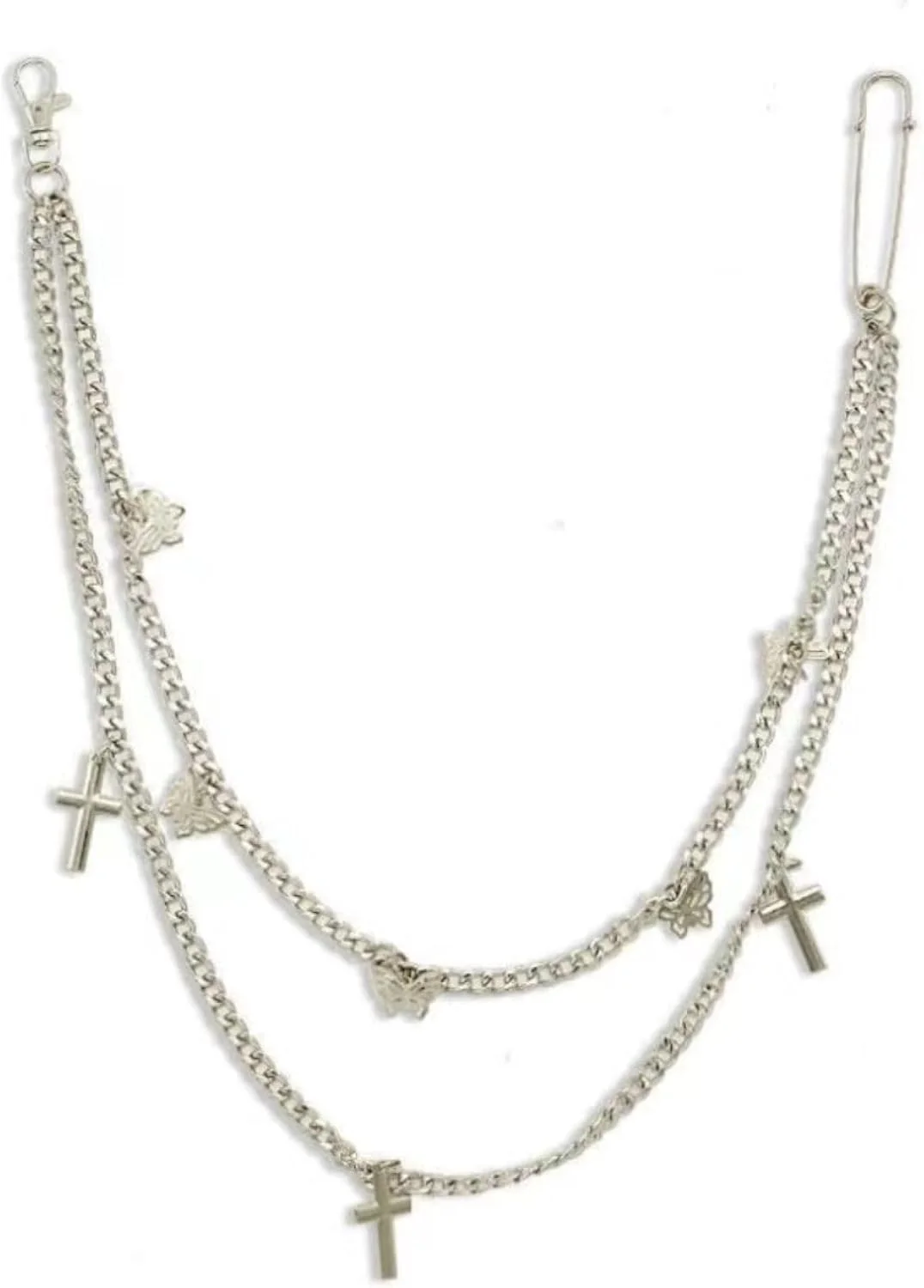 زنجیر شلوار لایه‌ای عربست با کمربند، زنجیر کمر چند لایه پروانه‌ای پانک، تزئین کمر، زنجیر شلوار مد روز هیپ هاپ، زنجیر کیف پول، اکسسوری لباس خیابانی گوتیک