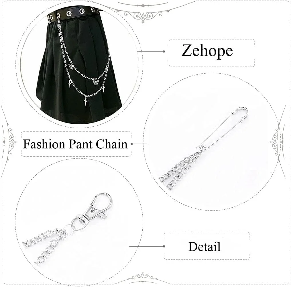 زنجیر شلوار لایه‌ای عربست با کمربند، زنجیر کمر چند لایه پروانه‌ای پانک، تزئین کمر، زنجیر شلوار مد روز هیپ هاپ، زنجیر کیف پول، اکسسوری لباس خیابانی گوتیک