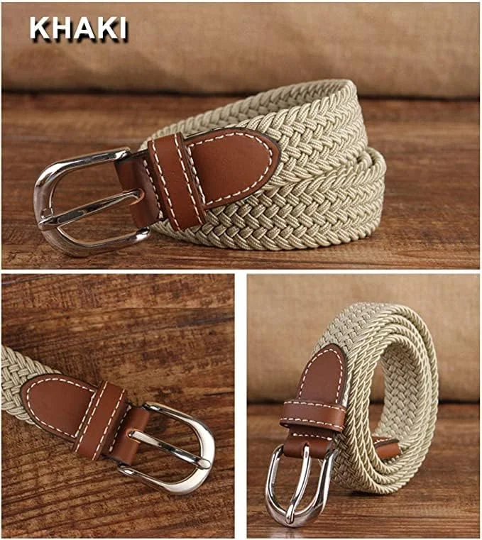 کمربند کشی بافته شده الاستیک 3/8 1 اینچ، کمربند بافته شده کرباسی 2 عددی برای مردان/زنان/نوجوانان، کمربند گلف برای شلوار جین و شلوارک کمربند کشی بافته شده الاستیک 3/8 1 اینچ، کمربند بافته شده کرباسی 2 عددی برای مردان/زنان/نوجوانان، کمربند گلف برای شلوار جین و شلوارک