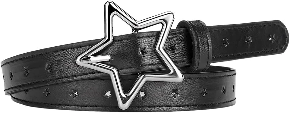 کمربند ستاره دار Y2k، کمربند قابل تنظیم چرم مصنوعی طرح پانک راک گوتیک برای شلوار جین، پیراهن و لباس های غیر رسمی، هدیه مد روز برای نوجوانان
