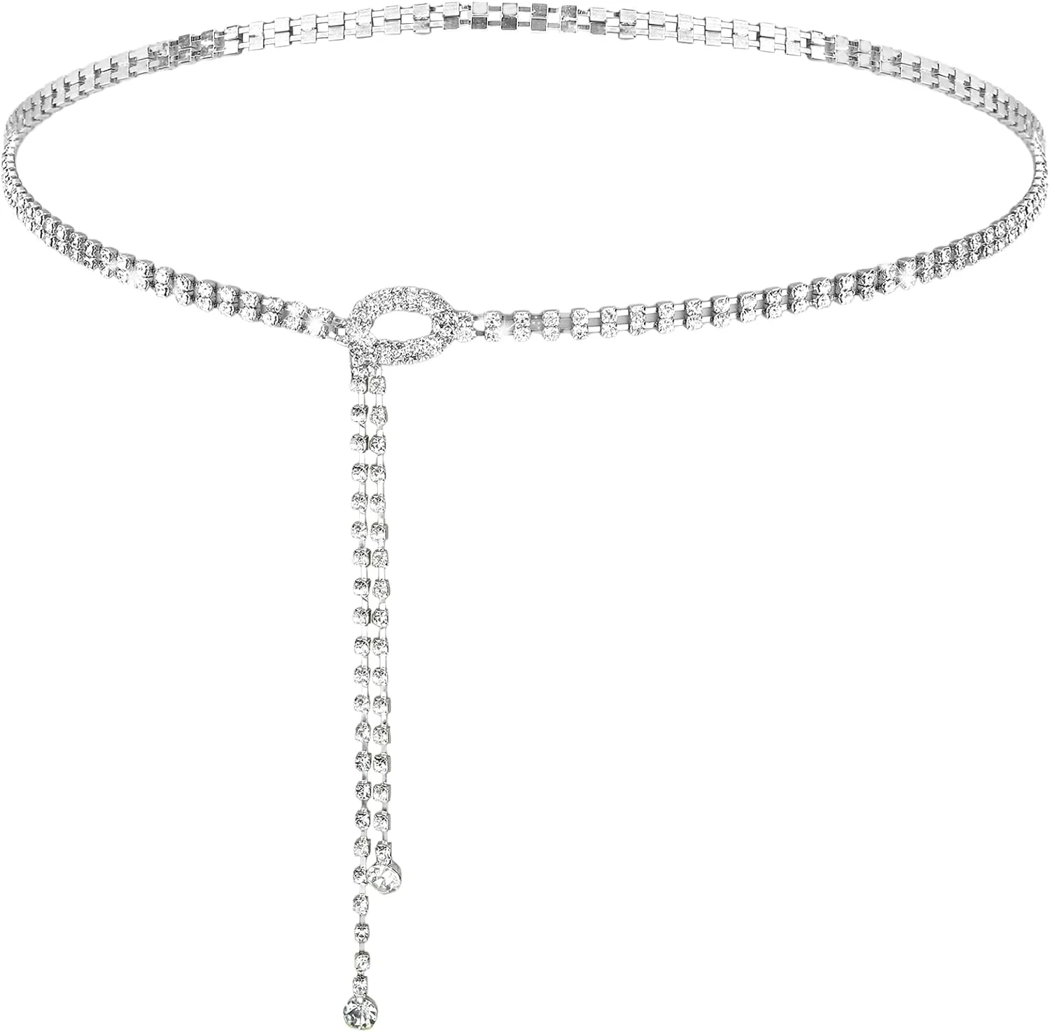 کمربند زنجیری نقره ای قابل تنظیم زنانه، زنجیر بدن سایز بزرگ، اکسسوری مد بوهمی، سبک وسترن دختر گاوچران، مناسب لباس مهمانی و جواهرات عروسی