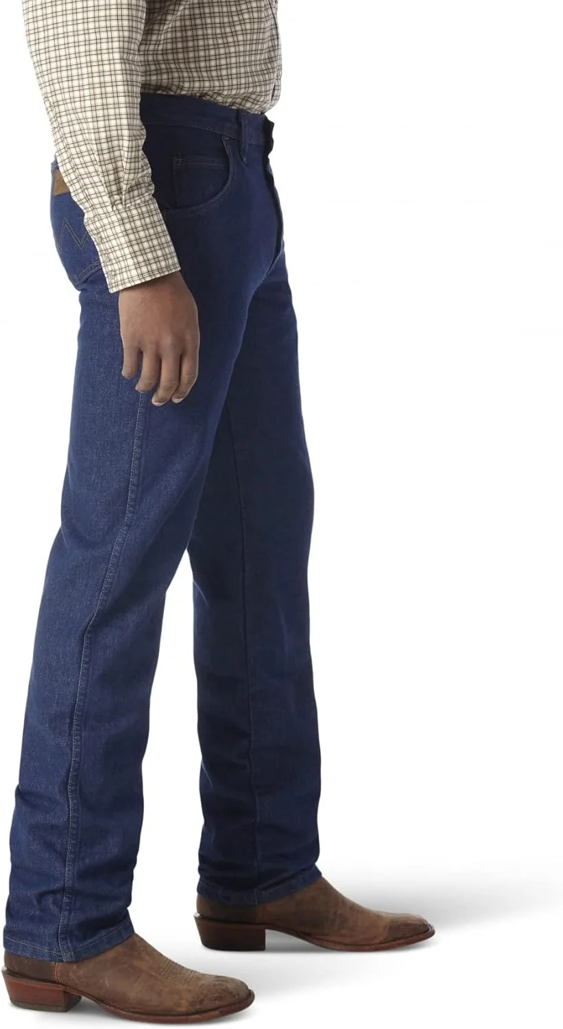 شلوار جین کار مقاوم در برابر آتش مردانه ورانگلر ریگز ورکور، فیت معمولی و سبک وزن، نارنجی، سایز آزاد