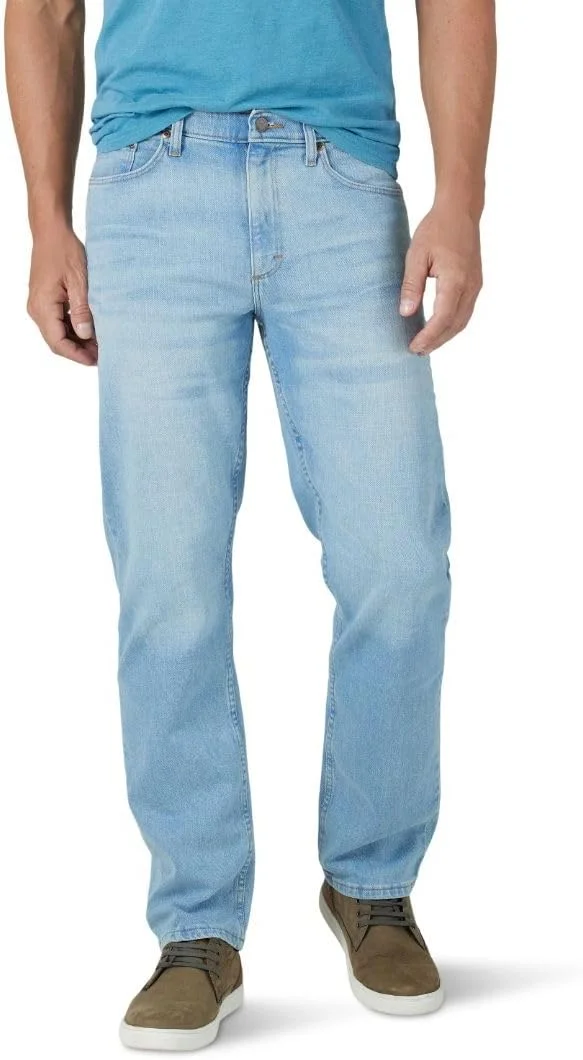 شلوار جین مردانه بزرگ و قدبلند Wrangler Authentics با کمر راحت و فیت آزاد، آرون، سایز 44W x 32L