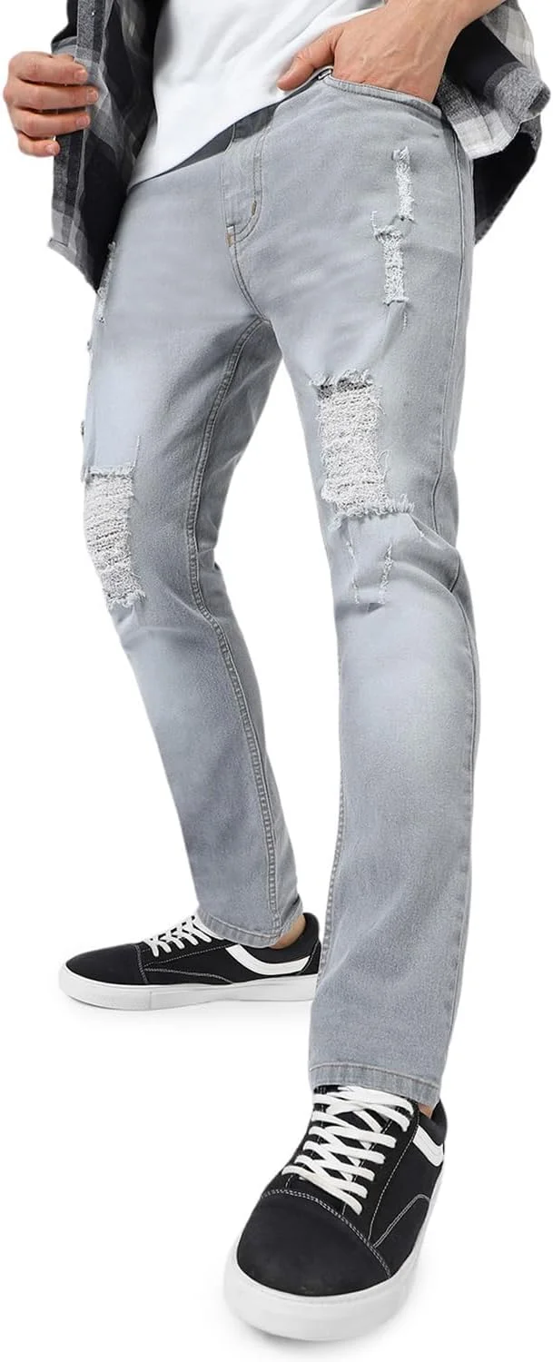 شلوار جین مردانه اوربانو فشن، مدل اسلیم فیت، سنگ شور شده و پاره
