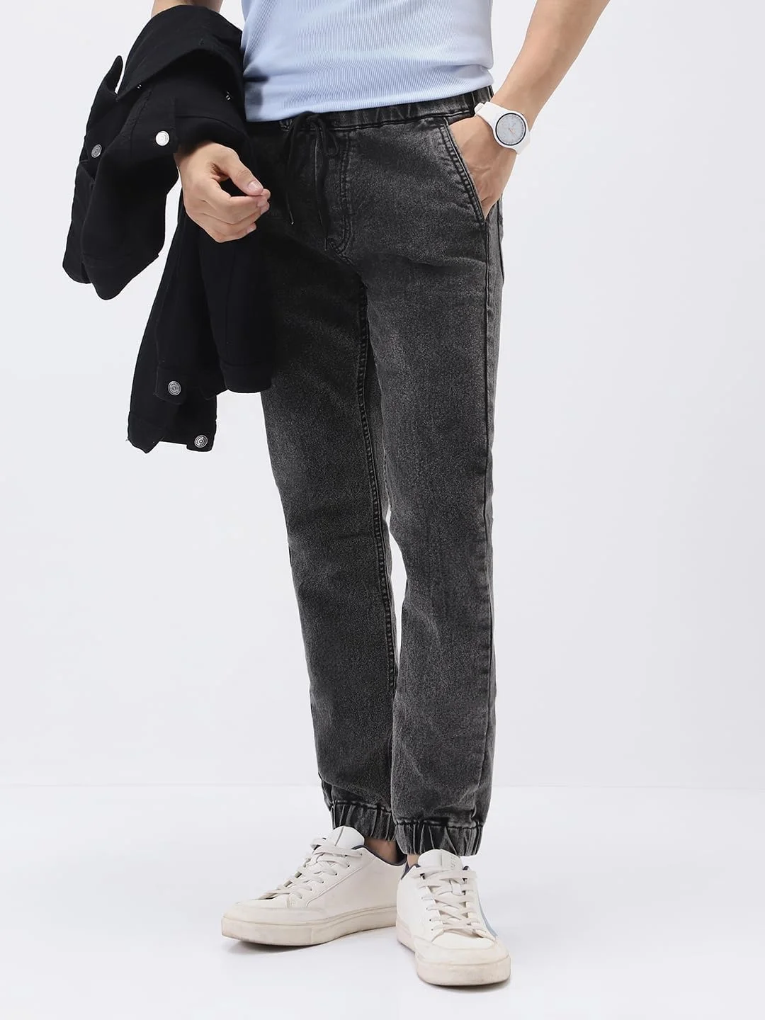 شلوار جین مردانه مدل جاگر آبی روشن کشی اوربانو فشن