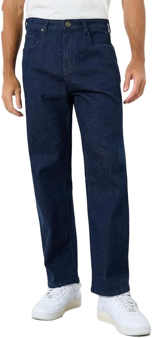 شلوار جین مردانه استایلی، فاق متوسط، مدل راسته، سنگ شور شده