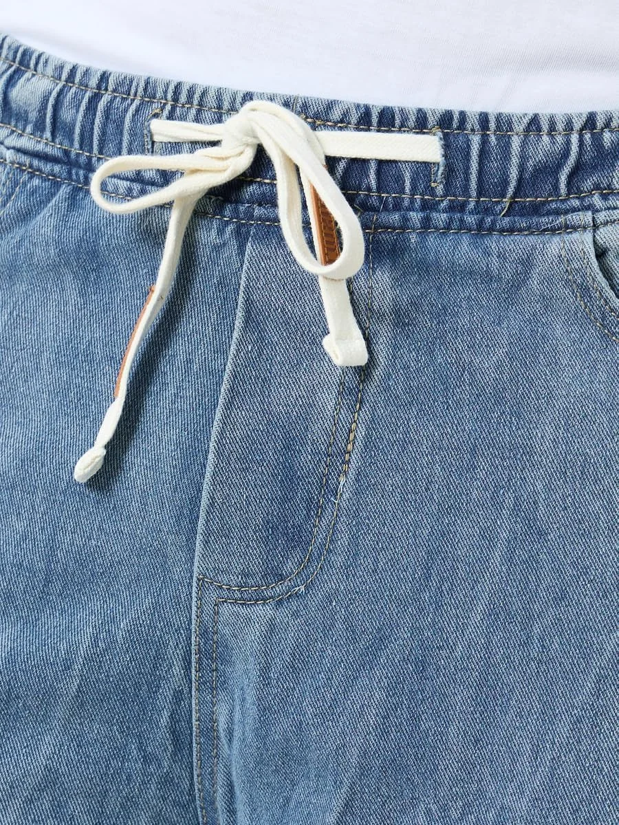 شلوار جین مردانه استایلی با فاق آزاد و کمر بند دار