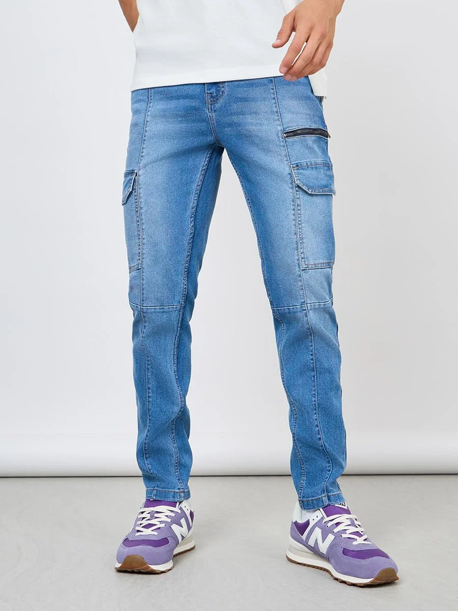 شلوار جین باربری Slim Fit مردانه با جزئیات پنل