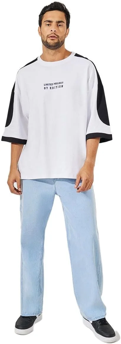 شلوار جین مردانه استایلی، پاچه گشاد، با جزئیات گلدوزی