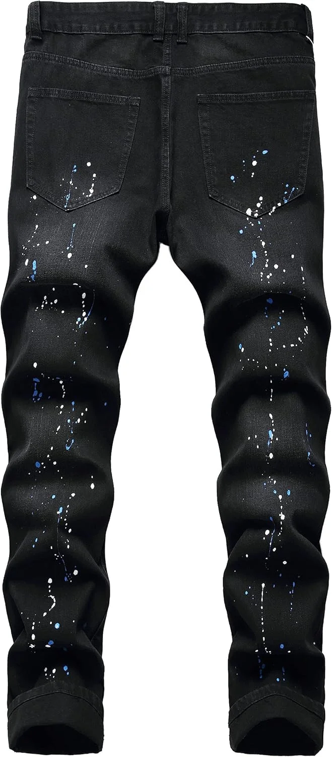 شلوار جین مردانه QIMYUM، مدل پاره و زاپ دار، فیت اسلیم، راسته