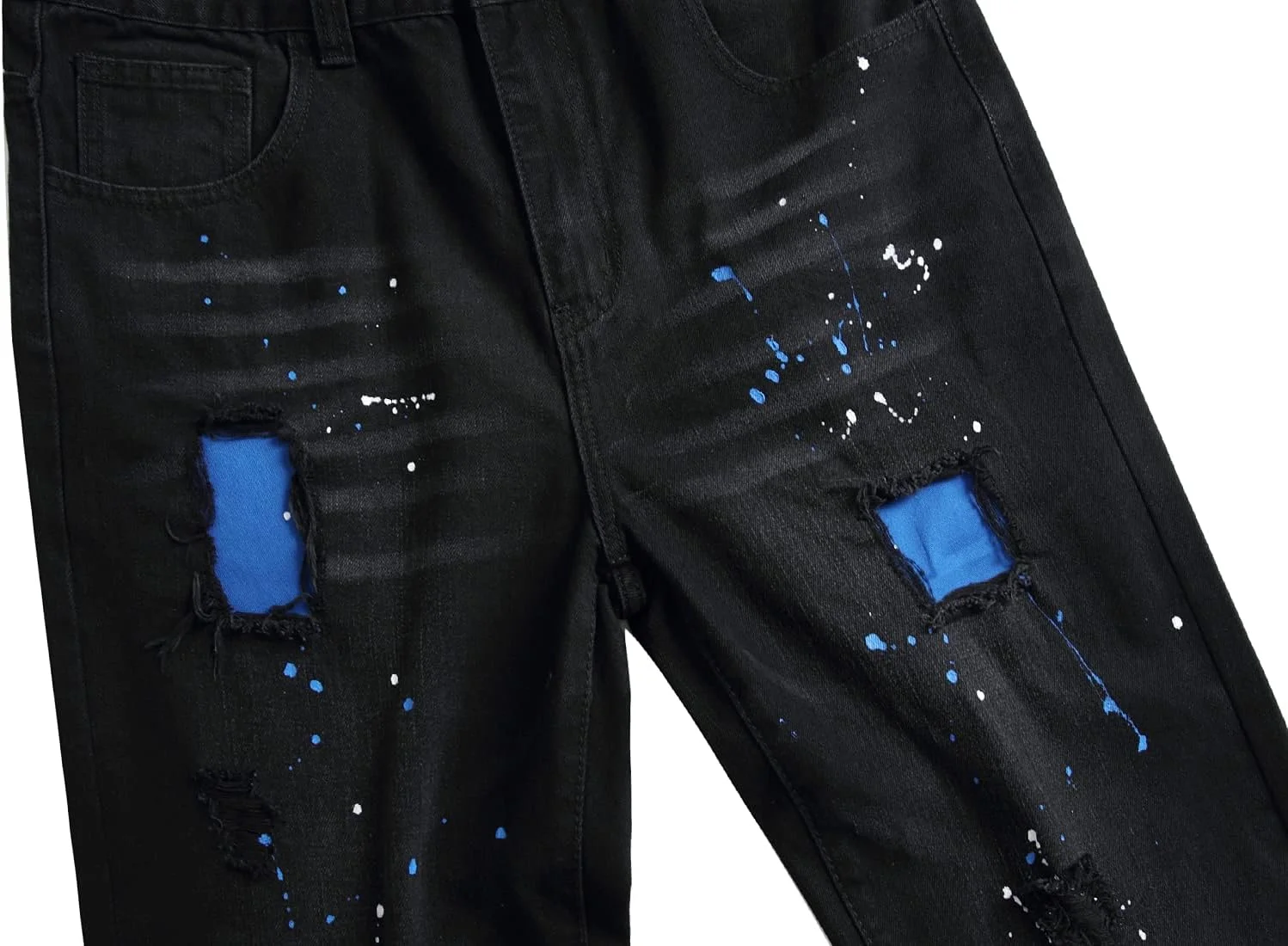 شلوار جین مردانه QIMYUM، مدل پاره و زاپ دار، فیت اسلیم، راسته