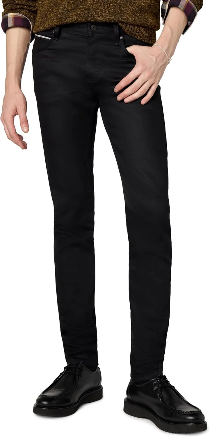 شلوار جین مردانه نیکد اند فیمس مدل Super Guy Slim Fit با پارچه کشی لبه دار مشکی کبرا