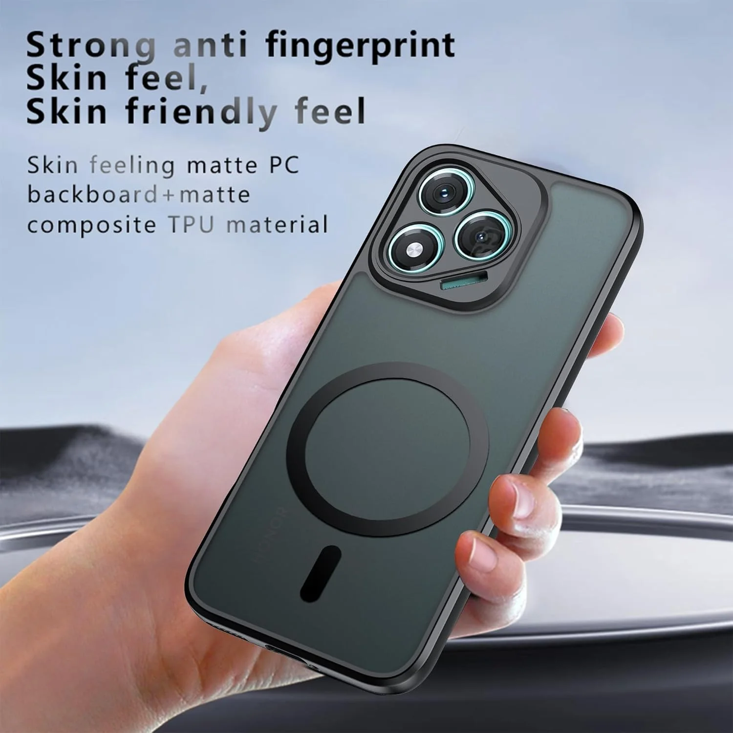 قاب گوشی آنر 400 لایت، محافظت کامل ارتقا یافته دوربین، سازگار با مگ‌سیف، کاور باریک و نیمه شفاف مات با سپر نرم برای گوشی آنر 400 لایت (مشکی)