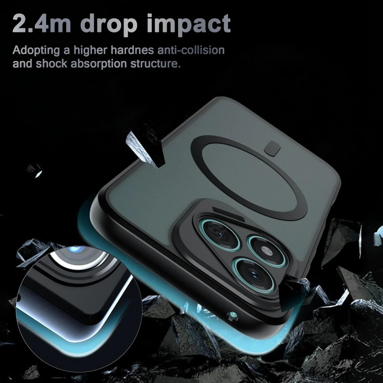 قاب گوشی آنر 400 لایت، محافظت کامل ارتقا یافته دوربین، سازگار با مگ‌سیف، کاور باریک و نیمه شفاف مات با سپر نرم برای گوشی آنر 400 لایت (مشکی)