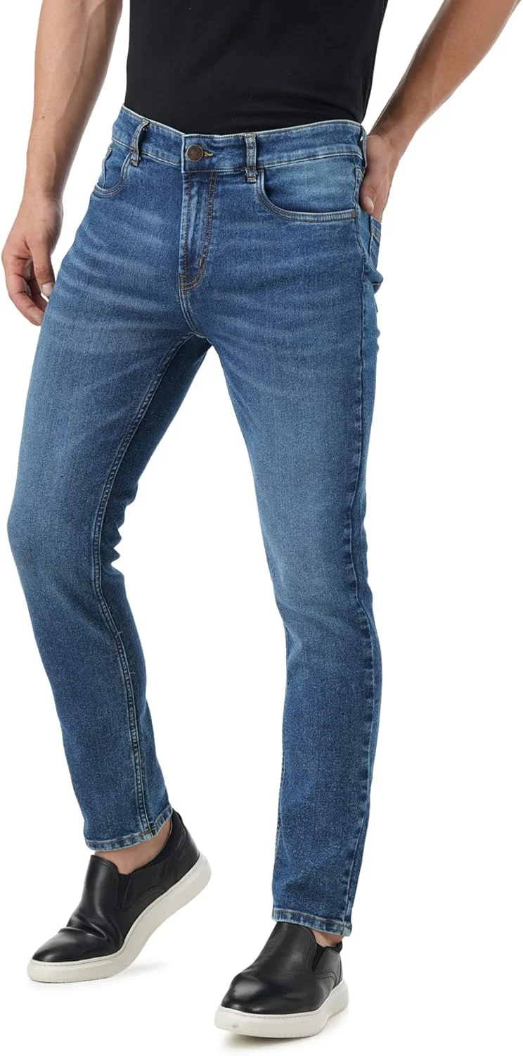 شلوار جین مردانه INKD با فیت معمولی و کشسان (نیلی - Sky Why, سایز 38)