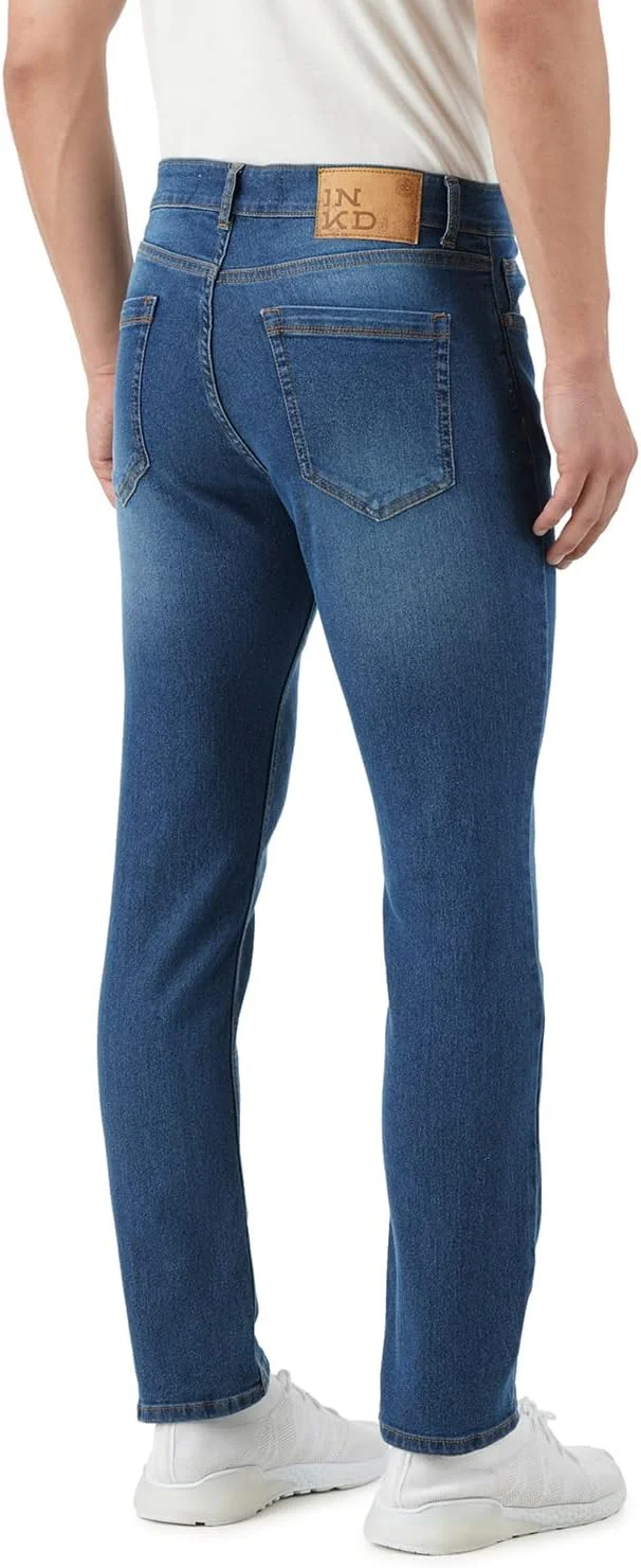 شلوار جین مردانه کشی با فیت معمولی (نیلی - آبی دریایی، سایز 36)