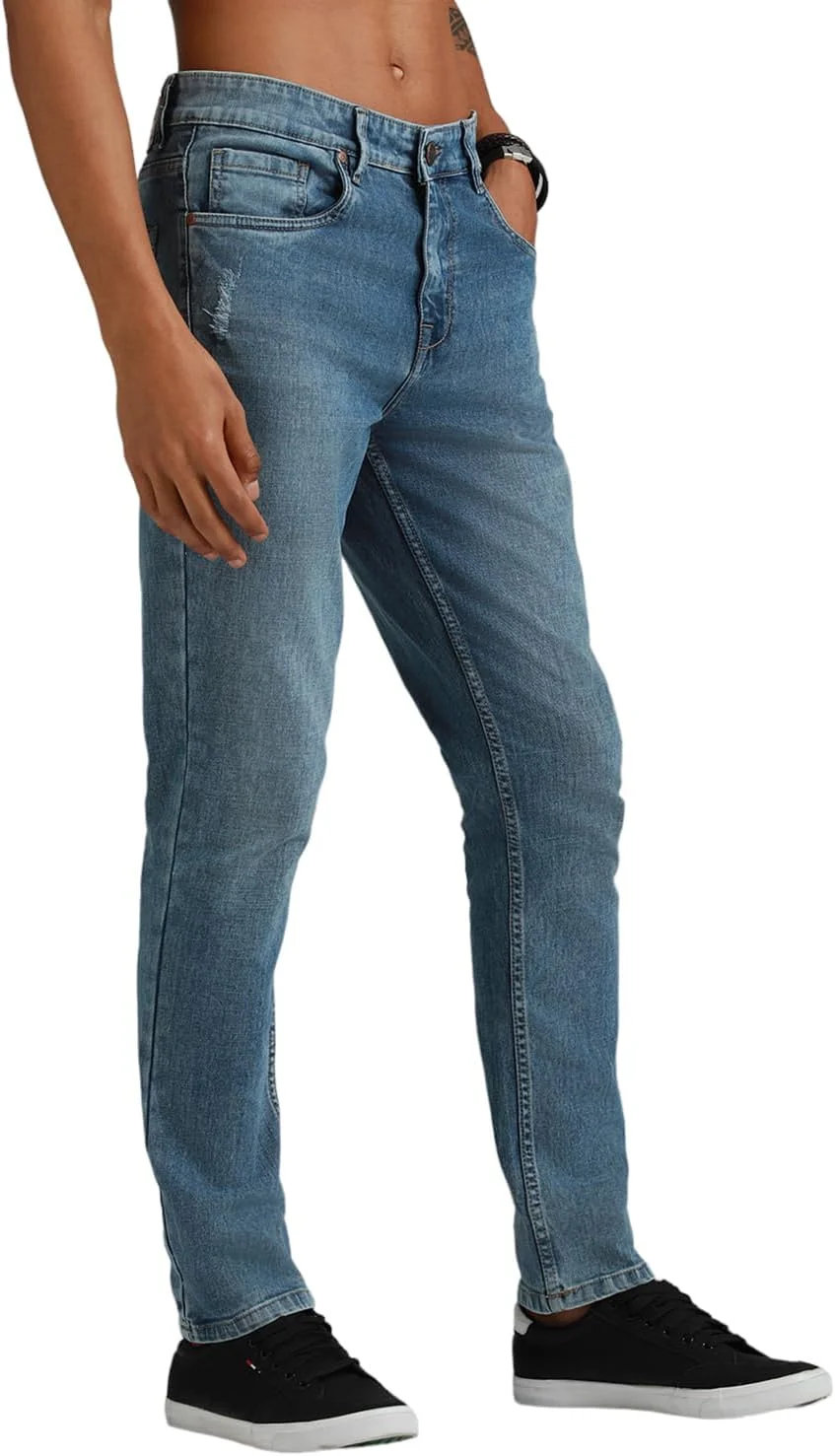 شلوار جین مردانه HIGH STAR، راسته، کشی، آبی سایه دار؛ مناسب برای استفاده روزانه (شلوار جین راسته، شلوار جین کشی)