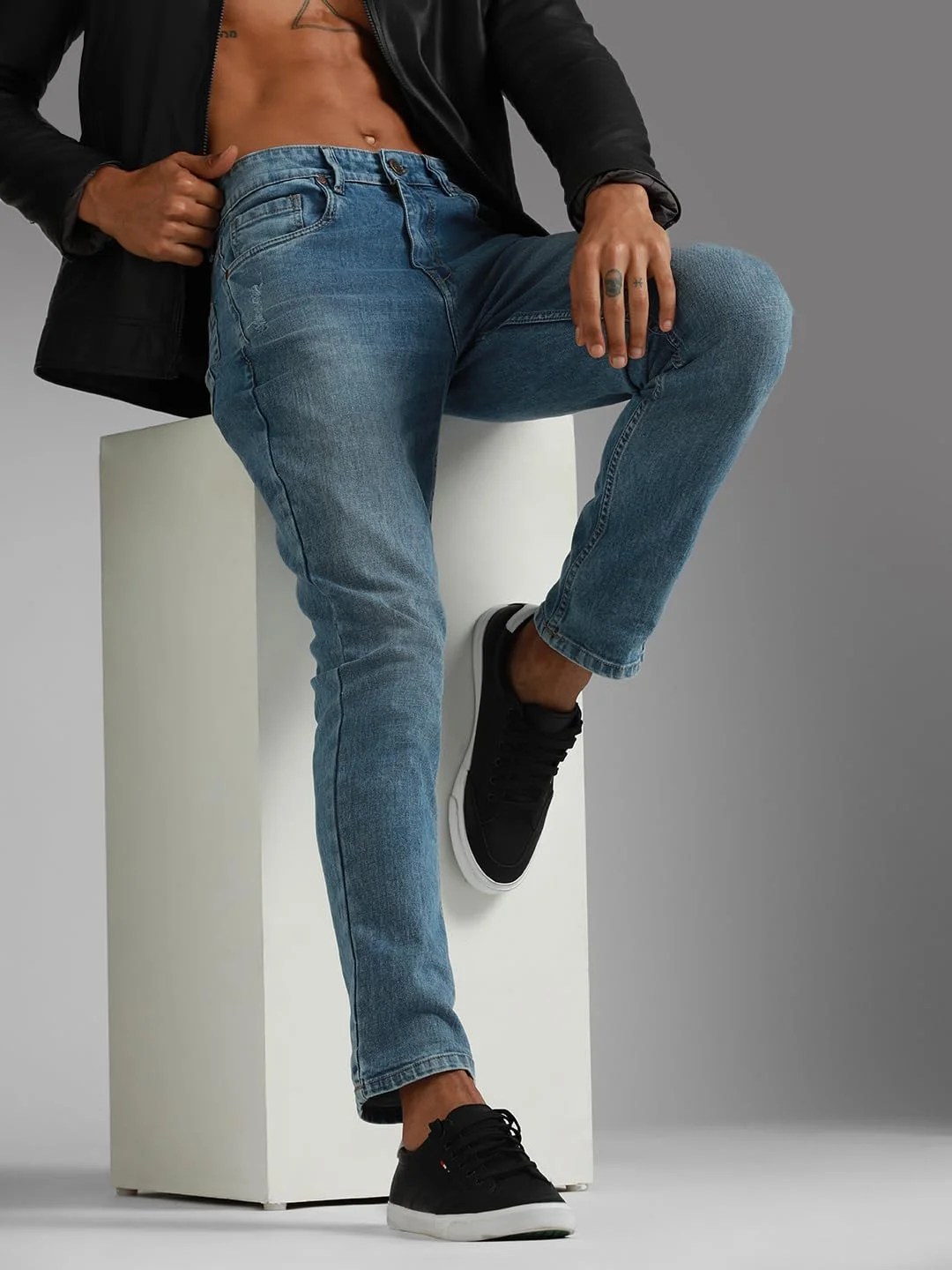 شلوار جین مردانه HIGH STAR، راسته، کشی، آبی سایه دار؛ مناسب برای استفاده روزانه (شلوار جین راسته، شلوار جین کشی)