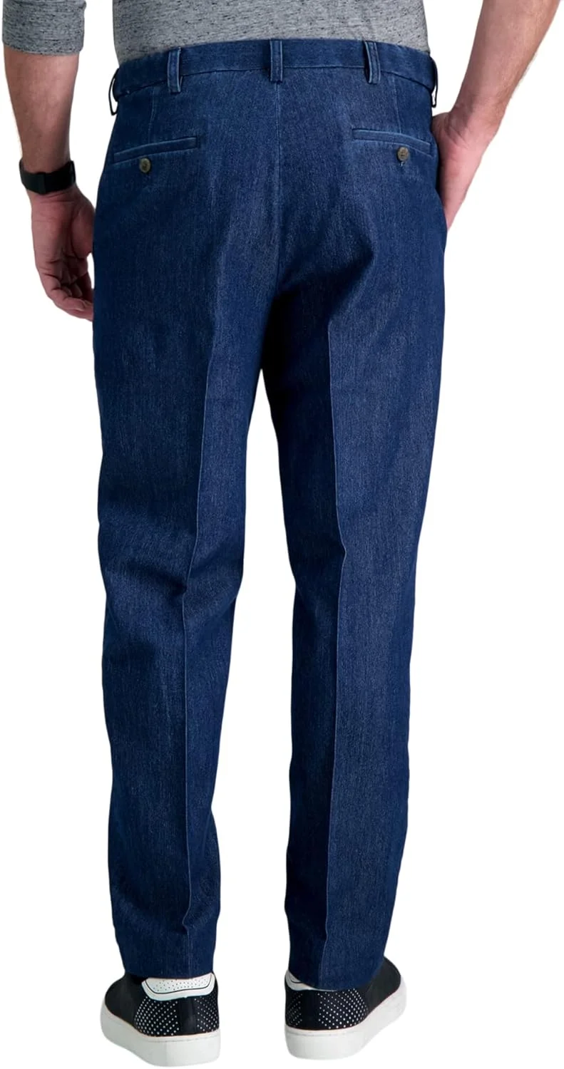 شلوار جین کشی مردانه هاگر، کمر قابل تنظیم، مدل کلاسیک، جلوی صاف، غیر رسمی