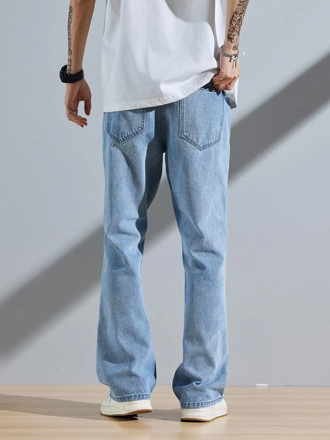 شلوار کارگو مردانه GRECIILOOKS با فاق بلند و مدل آزاد | شلوار جین نخی مردانه