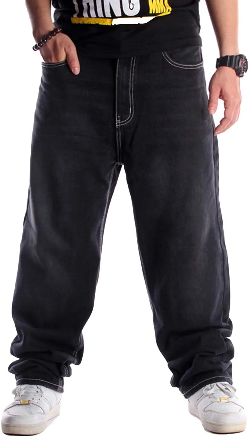 شلوار جین مردانه EnllerviiD، مدل هیپ هاپ، گشاد، طرح قدیمی، مناسب اسکیت برد و رقص