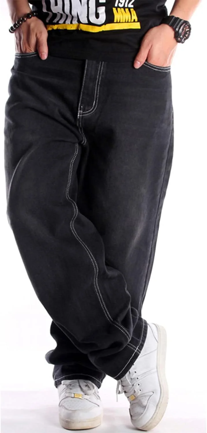 شلوار جین مردانه EnllerviiD، مدل هیپ هاپ، گشاد، طرح قدیمی، مناسب اسکیت برد و رقص