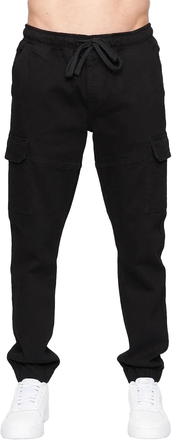 شلوار جین کارگو مردانه کراس‌هچ مدل Malimore، مشکی یکدست، قد 34