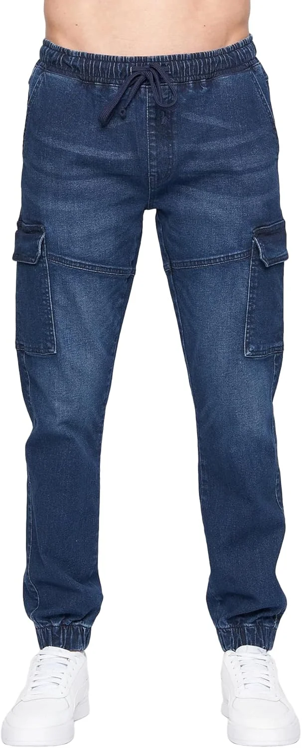 شلوار جین کارگو مردانه Crosshatch مدل Malimore با مچ پا کشی (قد 30) (Dark Wash)