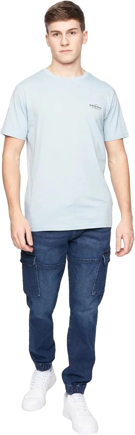 شلوار جین کارگو مردانه Crosshatch مدل Malimore با مچ پا کشی (قد 30) (Dark Wash)