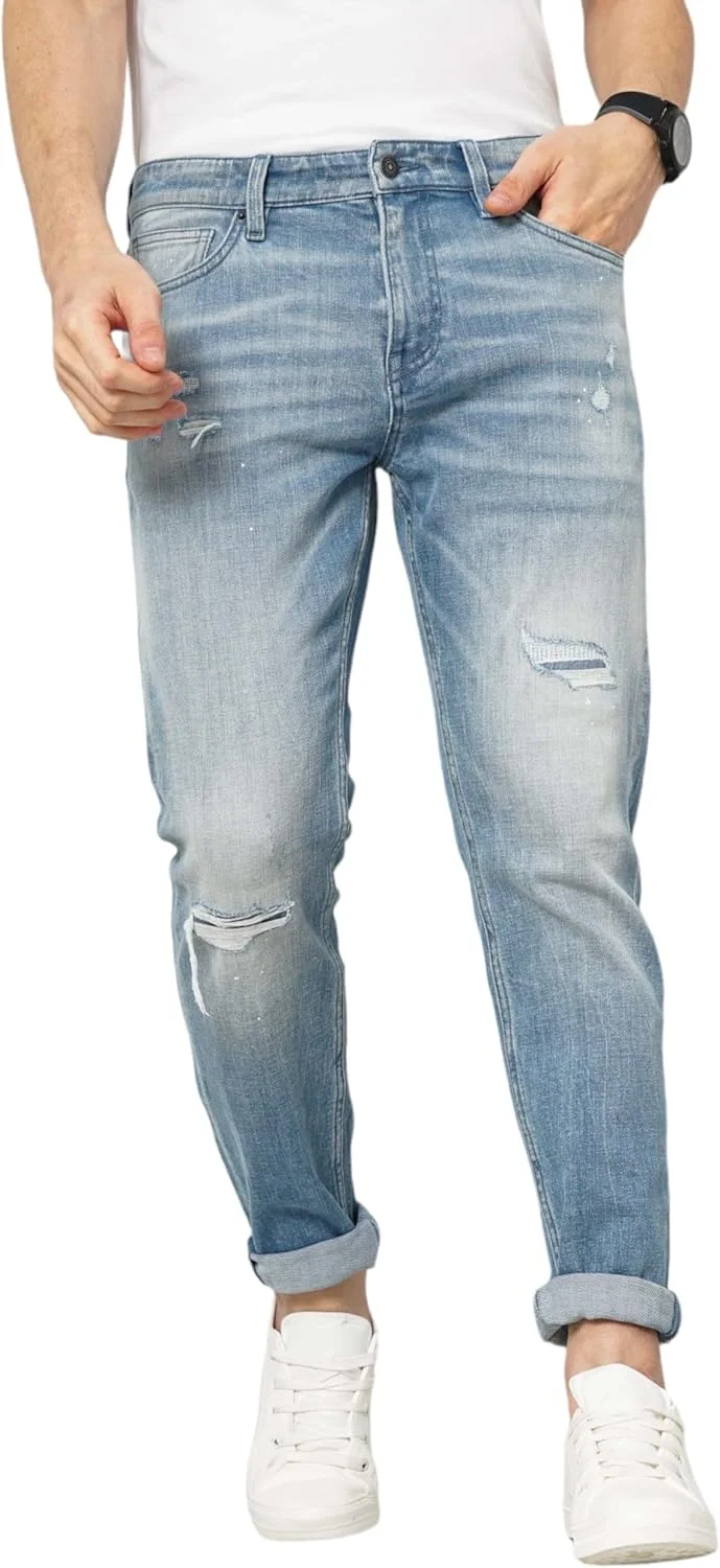 شلوار جین مردانه Celio آبی رنگ، مدل Slim Fit، پنبه ای و طرح دار (3596656047126)