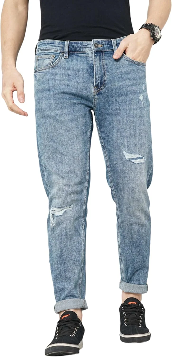 شلوار جین مردانه Celio آبی رنگ، مدل Slim Fit، پنبه ای و طرح دار (3596656047201)