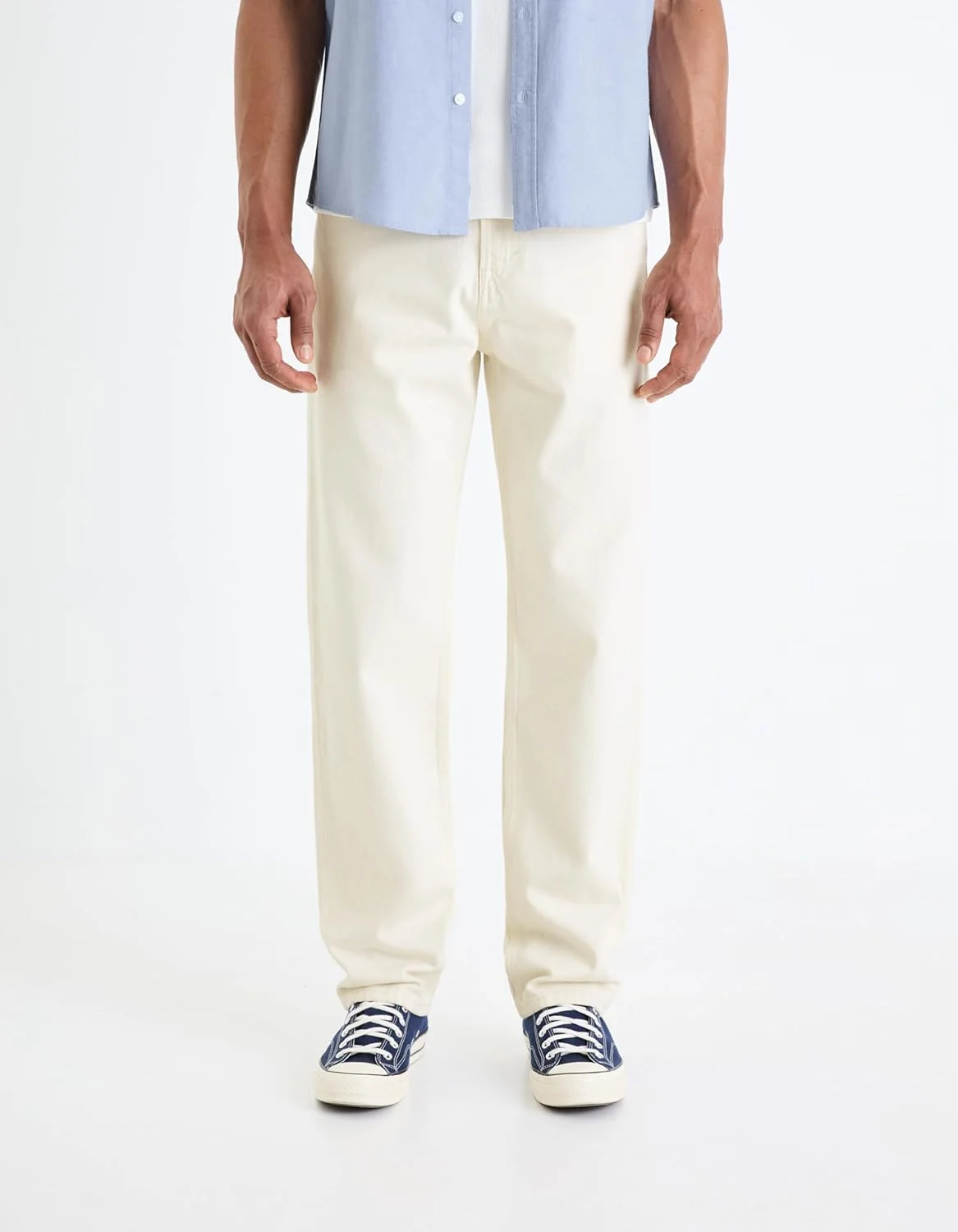 شلوار جین مردانه سلیو، رنگ بژ، طرح ساده، مدل Relaxed Fit، جنس پنبه (3596656101347، بژ، سایز 28)