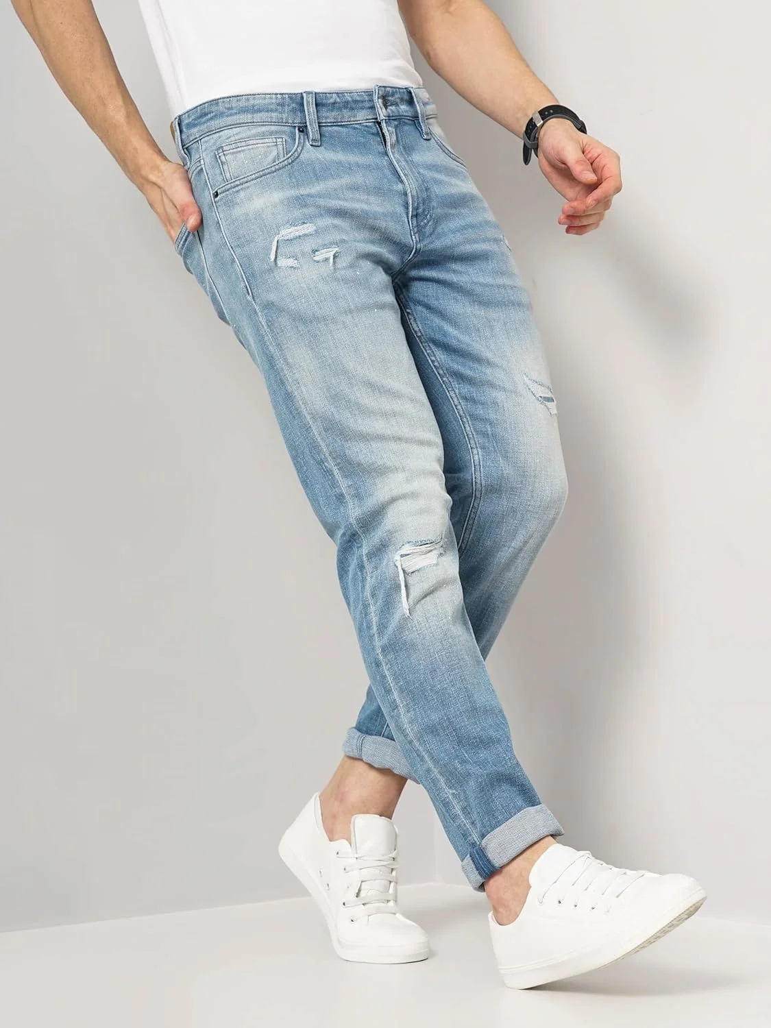 شلوار جین مردانه Celio آبی رنگ، مدل Slim Fit، پنبه ای و طرح دار (3596656047126)