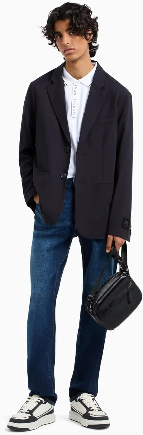 شلوار جین مردانه آرمانی اکسچنج با طرح قایق، لیبل و لوگوی تکه دوزی شده