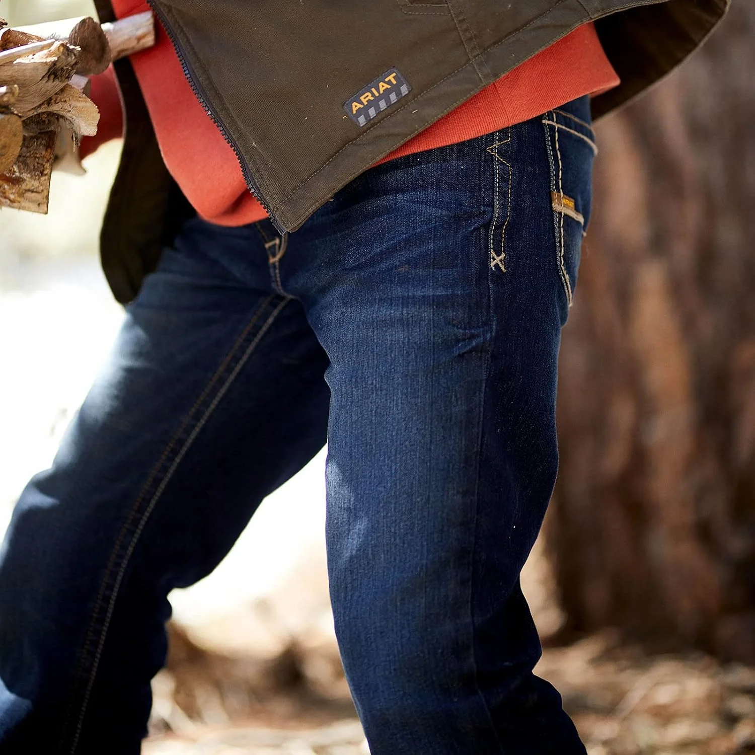 شلوار جین مردانه آریات Rebar M4 با فاق کوتاه و مدل دمپا بوتی DuraStretch