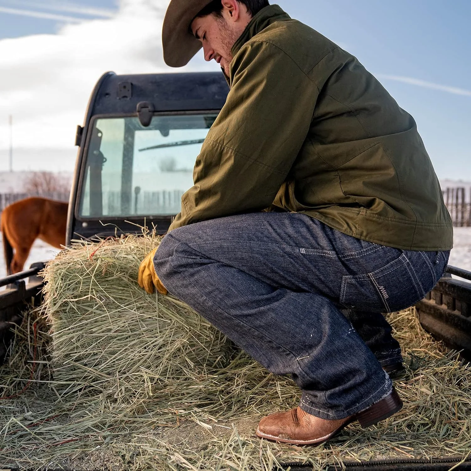 شلوار جین مردانه آریات Rebar M4 با فاق کوتاه و مدل دم پا بوت کات DuraStretch