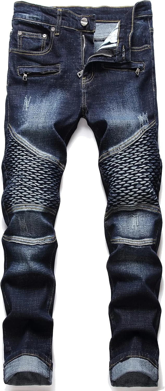 شلوار جین مردانه AITITIA مدل Biker Ripped Regular Fit Flex، شلوار دنیم Slim Fit شلوار جین مردانه AITITIA مدل Biker Ripped Regular Fit Flex، شلوار دنیم Slim Fit