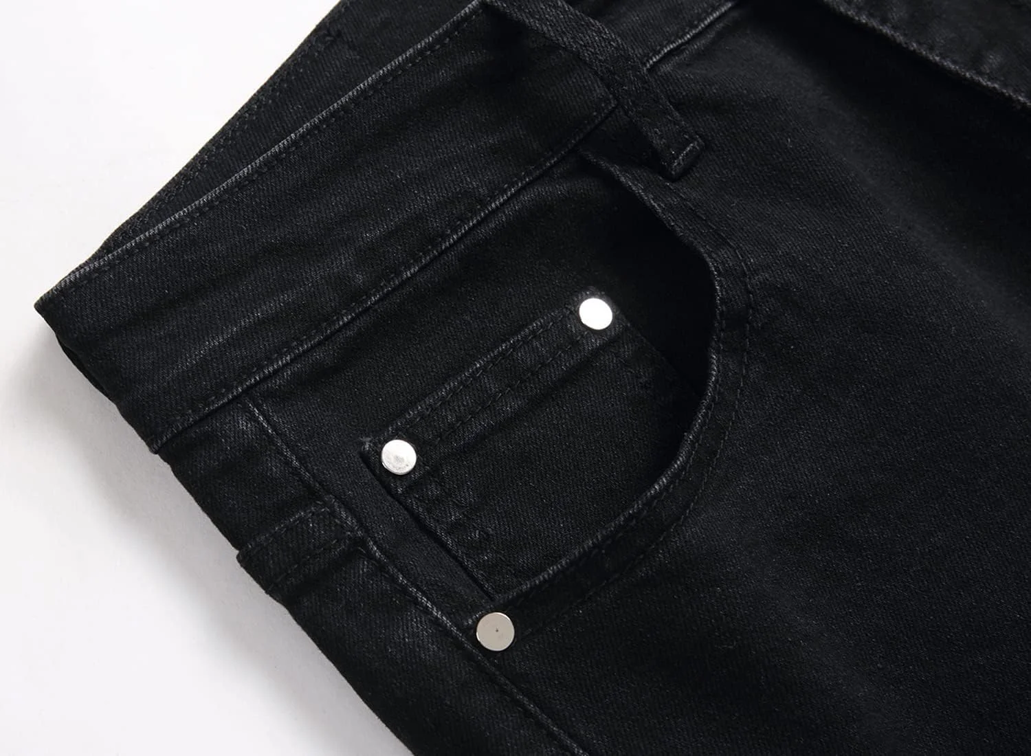 شلوار جین مردانه AITITIA، مدل موتورسواری، تزئین شده با زیپ، فیت راسته و سنگ‌شور شده