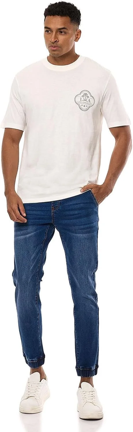 شلوار جین مردانه مدل جاگر ساده با کمر بند کشی