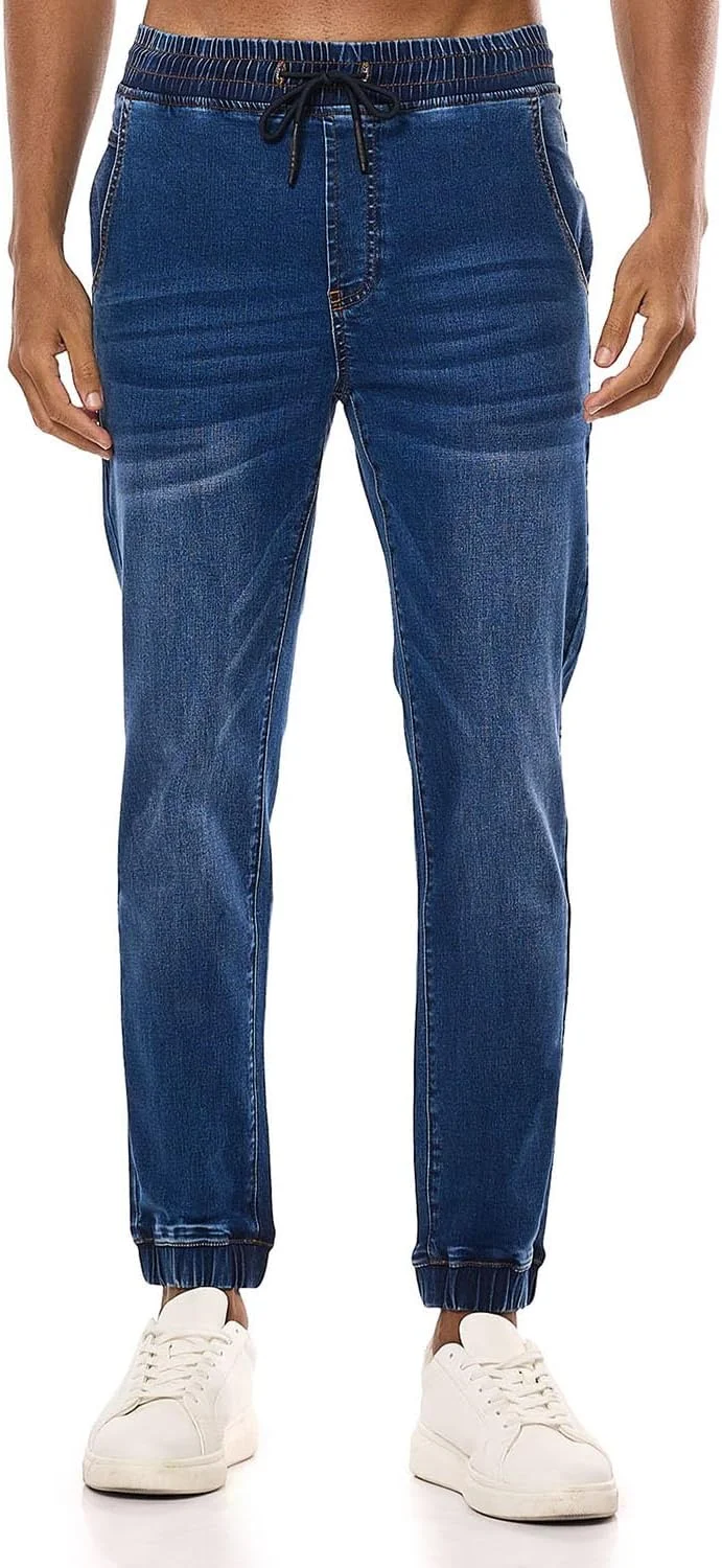 شلوار جین مردانه مدل جاگر ساده با کمر بند کشی شلوار جین مردانه مدل جاگر ساده با کمر بند کشی