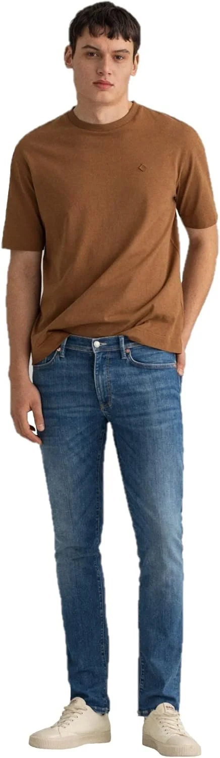 شلوار جین مردانه گنت مدل اکتیو-ریکاور، فیت اسلیم، آبی، سایز 40W x 34L