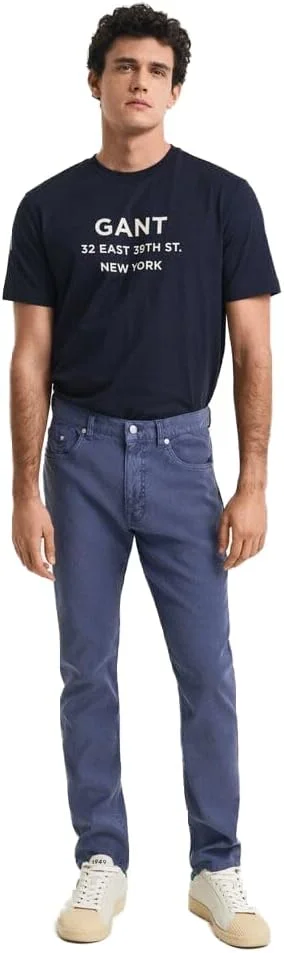 شلوار جین کتان و لینن مردانه گنت مدل 1000305-401 با برش اسلیم فیت