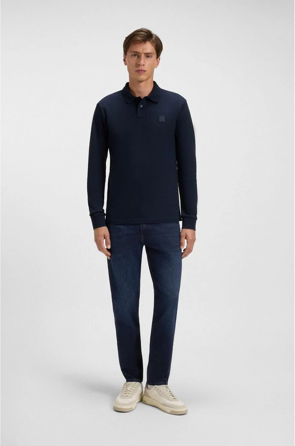 شلوار جین مردانه BOSS مدل Onyx BO مشکی با فاق متوسط و برش باریک، تهیه شده از دنیم کشی راحت