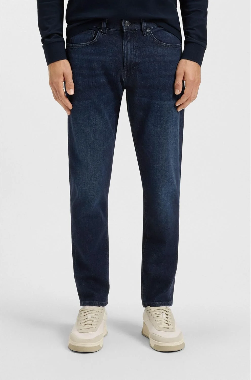 شلوار جین مردانه BOSS مدل Onyx BO مشکی با فاق متوسط و برش باریک، تهیه شده از دنیم کشی راحت