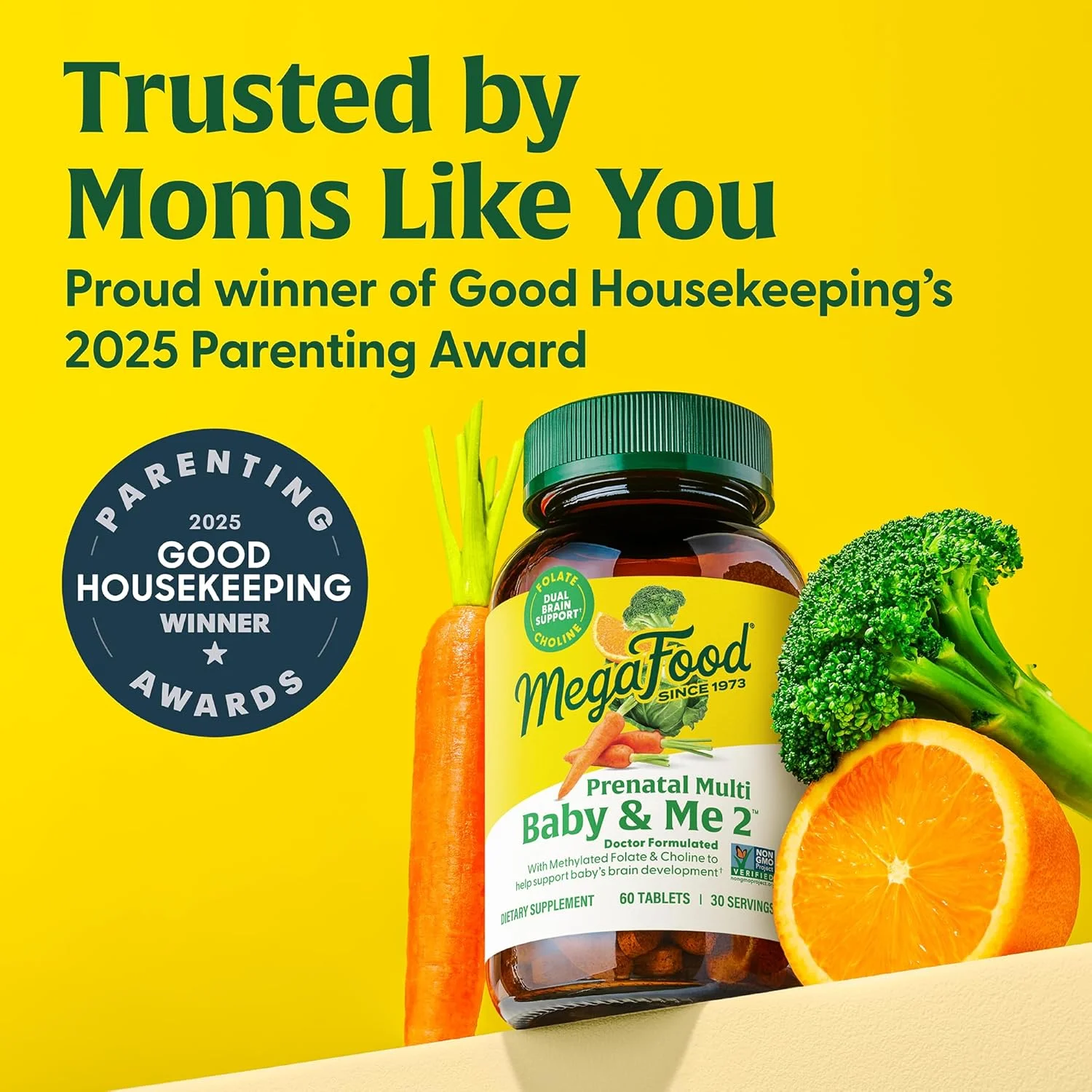 مولتی ویتامین و مواد معدنی دوران بارداری MegaFood Baby & Me 2 - ویتامین های مخصوص بانوان - حاوی فولات (فرم طبیعی اسید فولیک)، کولین، آهن، ید، ویتامین C، ویتامین D و موارد دیگر - 120 قرص (60 سروینگ)