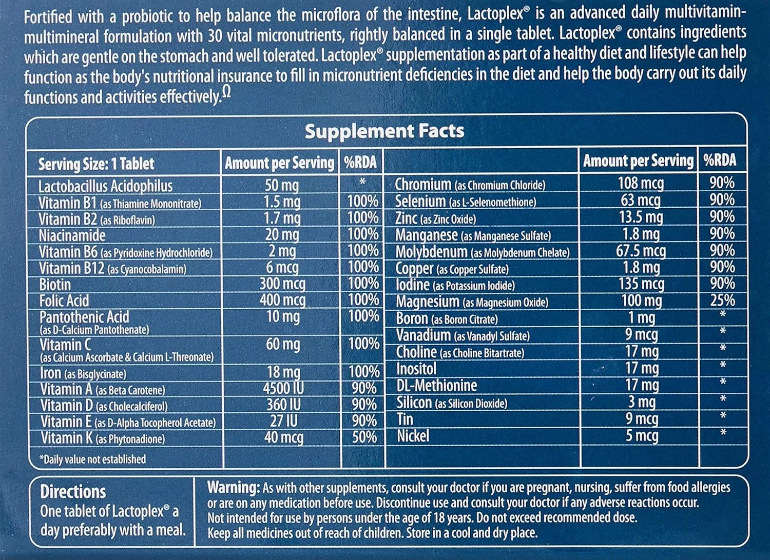 لاکتوپلکس، 30 قرص لاکتوپلکس، 30 قرص